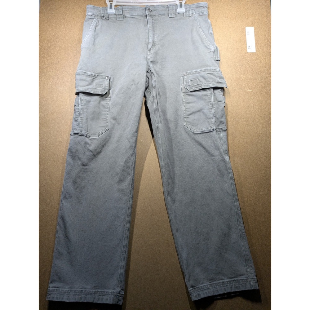 Duluth Trading Co Flex Fire Hose Cargo Pants Mens 38x32 Gray Relaxed Fit Work